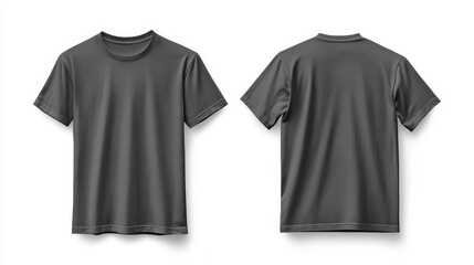 Gray t-shirt mockup front and back template on white background