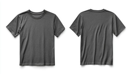 Gray t-shirt mockup front and back template on white background