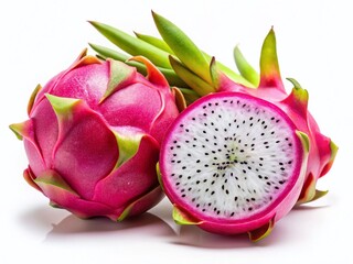 Vibrant Dragon Fruit Duo: Isolated Long Exposure Photography