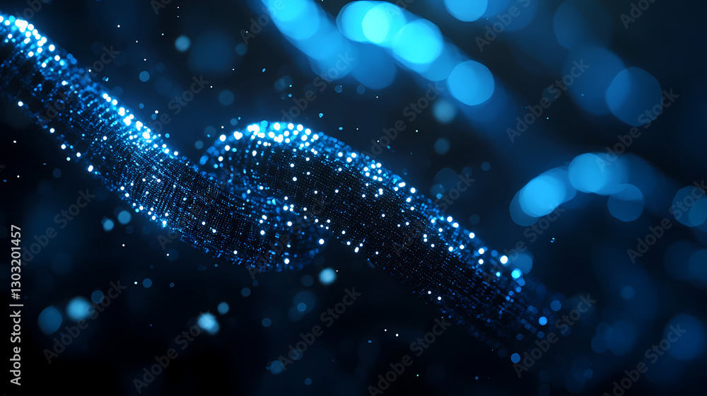 Poster digital chain: an artistic representation of a digital chain, gleaming with interconnected glowing p