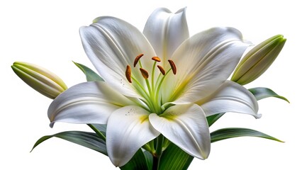 Fototapeta premium White Lily Bloom Close-up