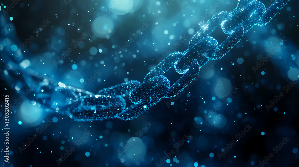 Poster digital chain: a radiant representation of the digital realm, showcasing an abstract chain composed 