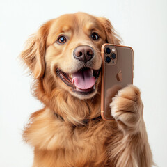 dog holding a phone