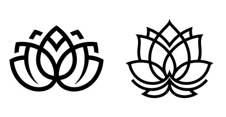 Lotus Flower Line Art Logos design