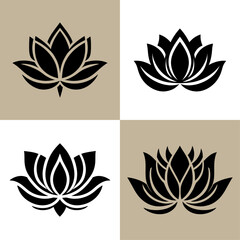 vector set of lotus flower icons