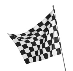 One racing checkered flag isolated on white
