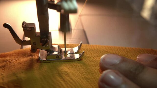 closeup of sewing machine, India 