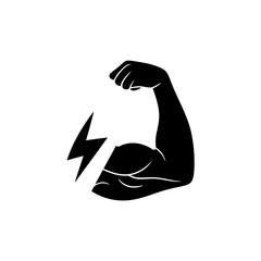 creative unique black flex bolt a flexing arm with eclectic symbol