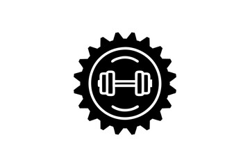 creative unique black mechanical muscle a gear icon