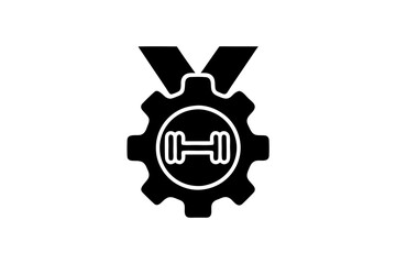 creative unique black mechanical muscle a gear icon