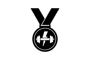 creative unique black speed surge a medal icon with dumbbell