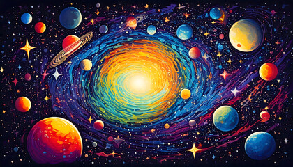 Celestial Explosion: A Cosmic Vision of Color and Motion
