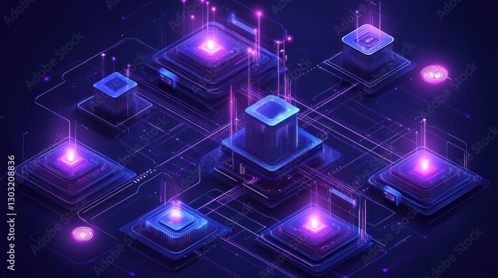 Poster abstract futuristic digital network technology.