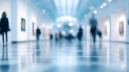 Modern art gallery interior blurred background
