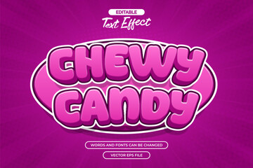 Chewy candy editable text effect with purple comic background