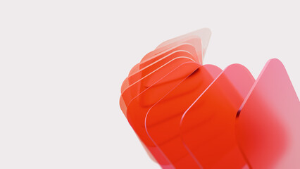Abstract red round shape, gradient layers, glass