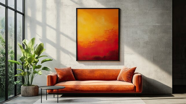 Mockup of vertical customizable poster on wall