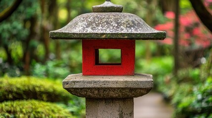 Japanese Garden Lantern, Pathway, Trees, Plants