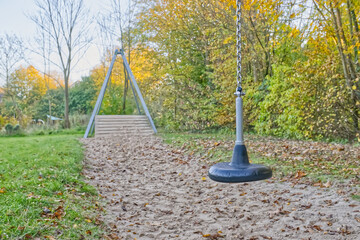 Autumn Playground with Tire Swing