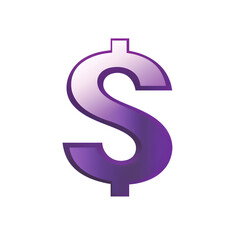 Naklejka premium Glossy Transparent Purple Dollar Sign Vector Icon with a Modern 3D Effect for Finance, Banking, and Business Design