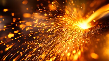 Orange welding sparks. Industrial welding background