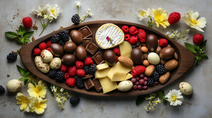 Elegant food photography showcasing gourmet chocolate food presentation with chocolate art, chocolate dessert, and a chocolate bar surrounded by sweet treats.