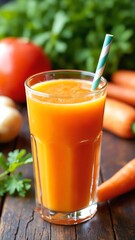 Fototapeta premium Carrot juice and carrot, Concept of healthy food and diet