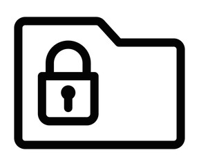 Secure folder vector icon with lock for privacy themes. Editable stroke.