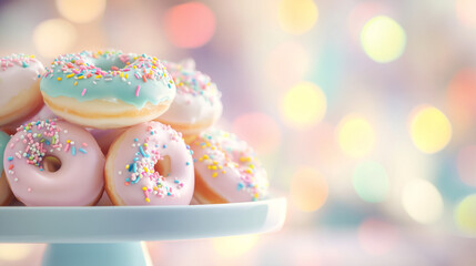 Colorful donuts and cupcakes on a dessert table create a sweet bakery food art perfect for party food and treats for any foodie celebration.