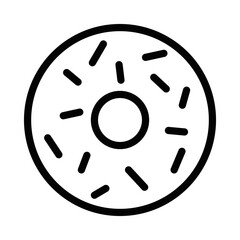 Donut vector icon with sprinkles for food and dessert themes. Editable stroke.