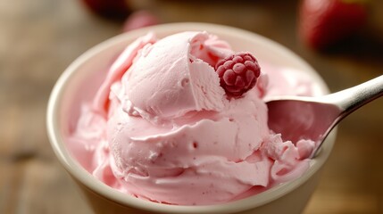 Pink creamy yogurt. Pink sour cream texture close-up