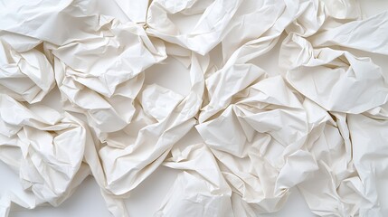Obraz premium Crumpled White Paper Texture Background for Creative Design Projects