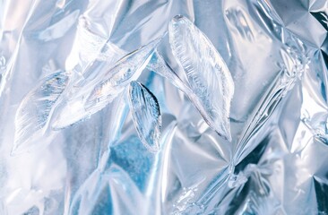 Obraz premium Beautiful ice flowers growing on frozen window during winter season, creating stunning patterns and textures