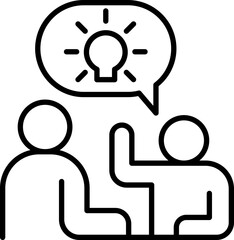 Two people discussing an idea line icon