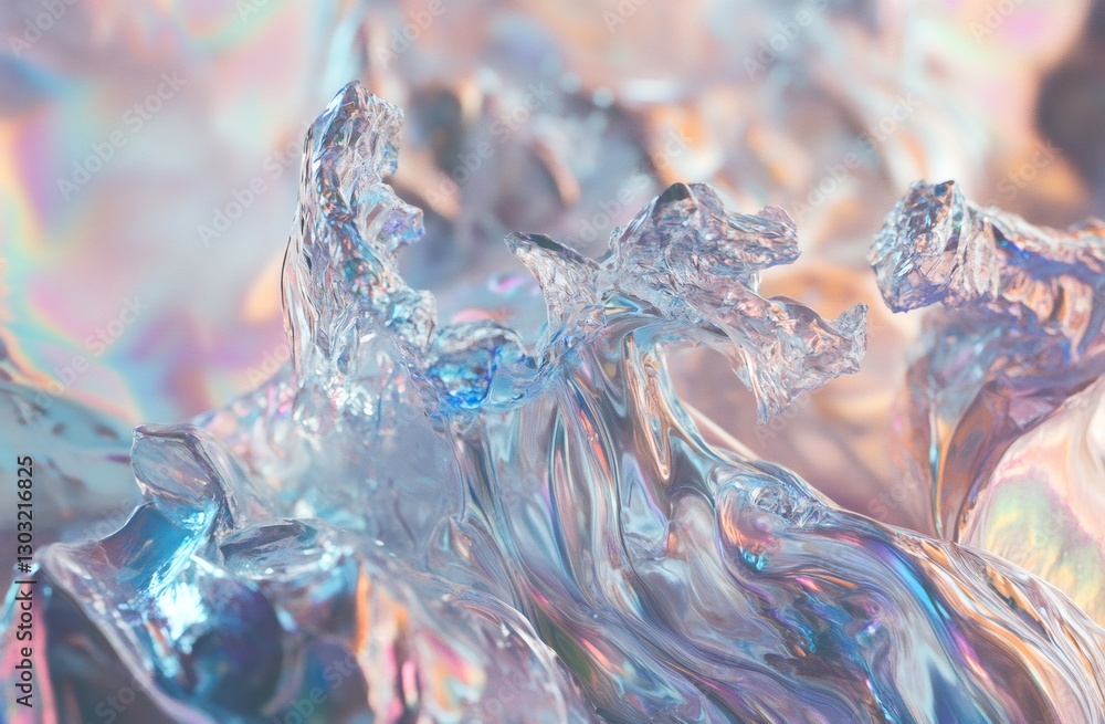 Poster iridescent crystal structures intertwining, generating luminous, ethereal dreamscape with surreal, p