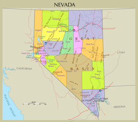 Fototapeta premium Map of Nevada, United States