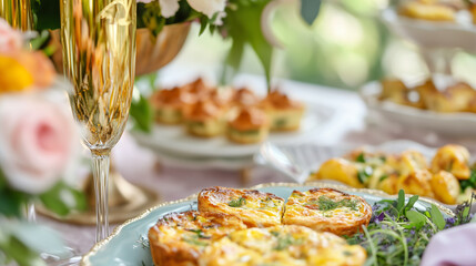 A beautifully plated breakfast with fresh ingredients, herbs, and cooked food showcasing food art on a dining table, perfect for delicious food photography.
