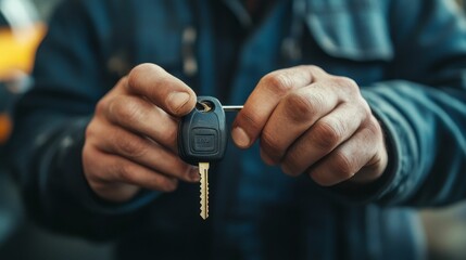 Person holding car keys ready to unlock.