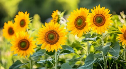 Obraz premium Field of blooming sunflowers.
