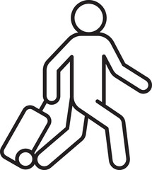 Person walking with a suitcase line icon