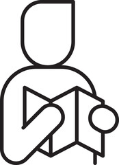 Person reading a map icon illustration line icon