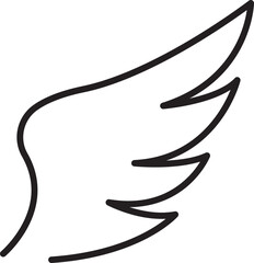 Wing illustration in black outline line icon