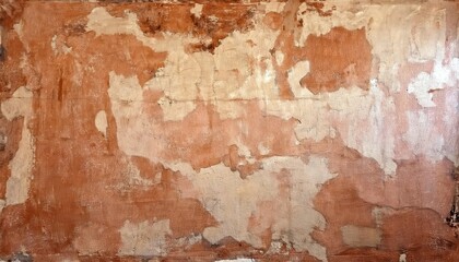 aged peeling plaster wall texture with earthy ochre and terracotta tones, rustic weathered surface for vintage background