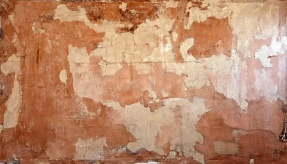 Keuken achterwand Verweerde muur aged peeling plaster wall texture with earthy ochre and terracotta tones, rustic weathered surface for vintage background  © Arthur