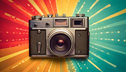 Timeless Capture: Vintage Camera on a Retro Backdrop


