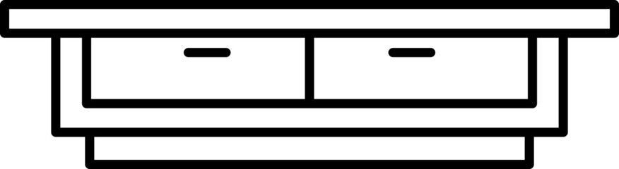 Wooden furniture with drawers line icon