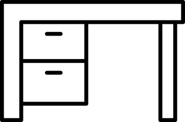Desk with two drawers line icon