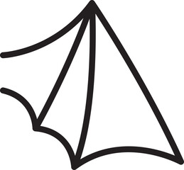 Tent illustration with a triangular shape line icon