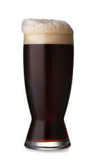 Full glass of beer isolated on white