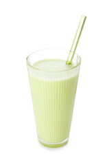 Fresh mung bean juice in glass isolated on white